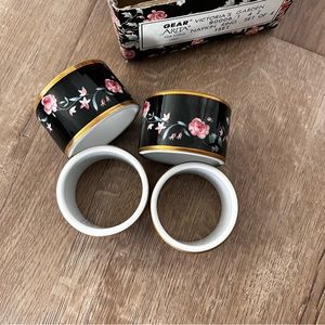 Vintage 4 NIB Arita Gear Victoria's Garden Fine China Japan Napkin Rings Holders